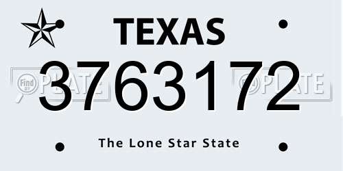 3763172 Texas License Plate