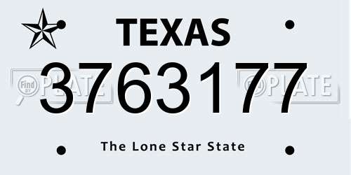 3763177 Texas License Plate