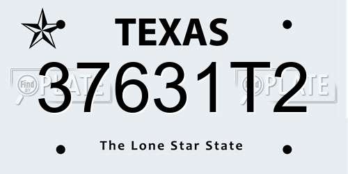 37631T2 Texas License Plate