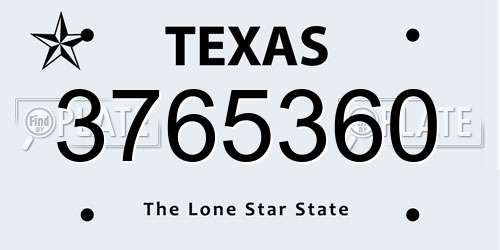 3765360 Texas License Plate