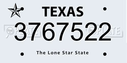 3767522 Texas License Plate