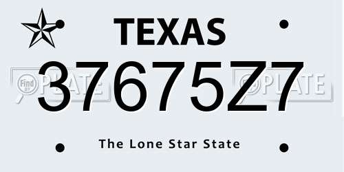 37675Z7 Texas License Plate