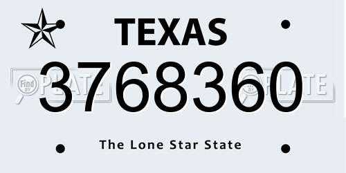 3768360 Texas License Plate