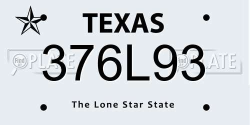 376L93 Texas License Plate
