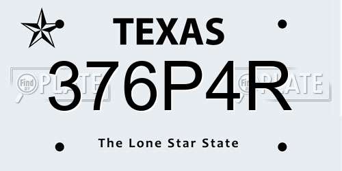 376P4R Texas License Plate