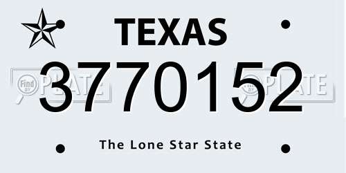 3770152 Texas License Plate