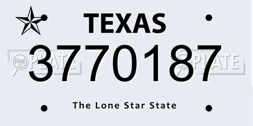 3770187 Texas License Plate