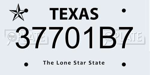 37701B7 Texas License Plate