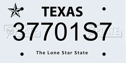 37701S7 Texas License Plate