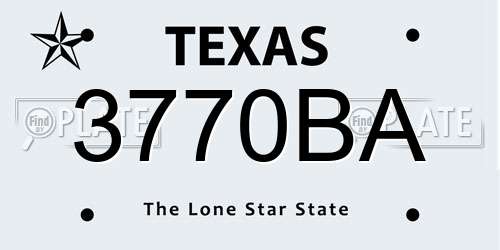 3770BA Texas License Plate