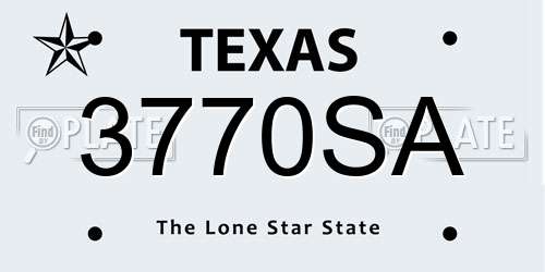 3770SA Texas License Plate