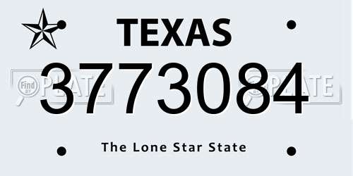 3773084 Texas License Plate