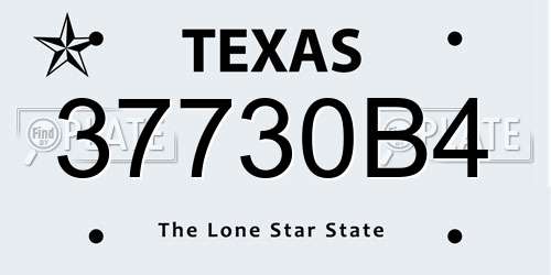 37730B4 Texas License Plate