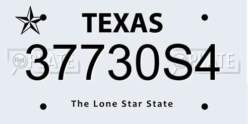 37730S4 Texas License Plate
