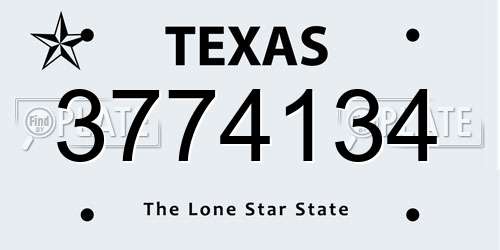 3774134 Texas License Plate