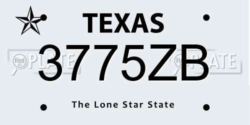 3775ZB Texas License Plate
