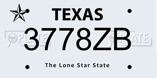 3778ZB Texas License Plate