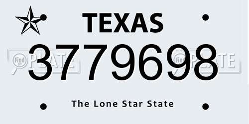 3779698 Texas License Plate