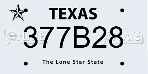 377B28 Texas License Plate