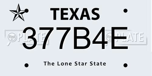 377B4E Texas License Plate