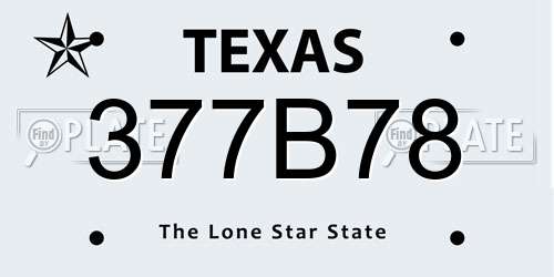 377B78 Texas License Plate