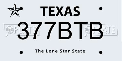 377BTB Texas License Plate