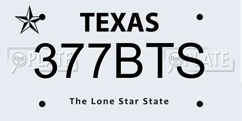 377BTS Texas License Plate