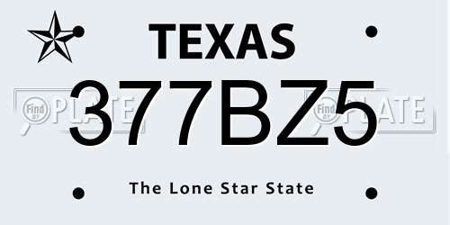 377BZ5 Texas License Plate