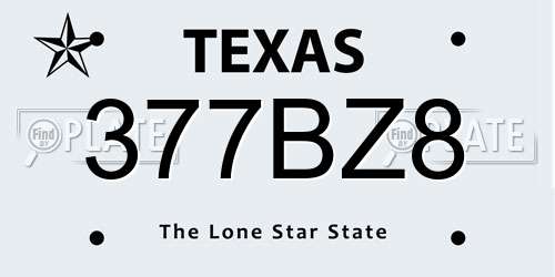 377BZ8 Texas License Plate