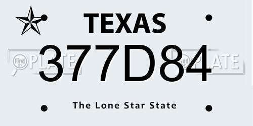 377D84 Texas License Plate