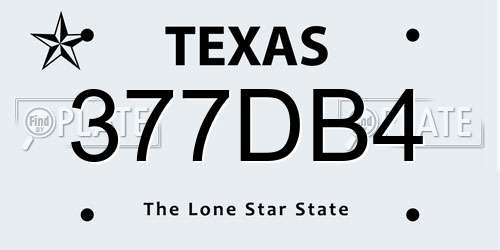 377DB4 Texas License Plate