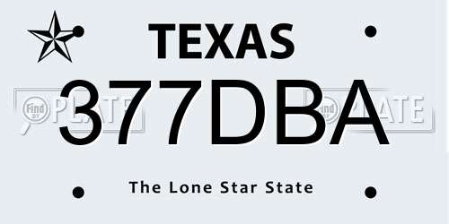 377DBA Texas License Plate