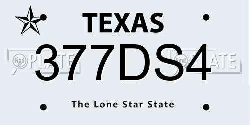 377DS4 Texas License Plate