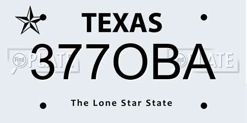 377OBA Texas License Plate