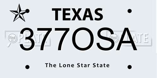 377OSA Texas License Plate