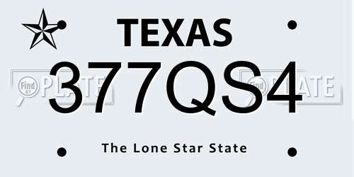 377QS4 Texas License Plate