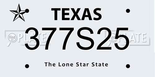 377S25 Texas License Plate
