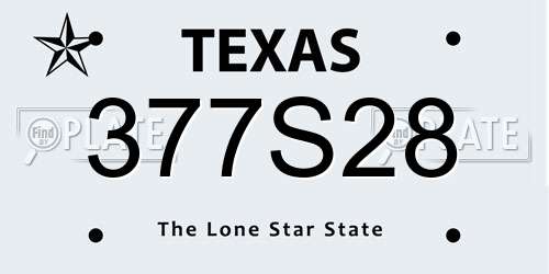 377S28 Texas License Plate