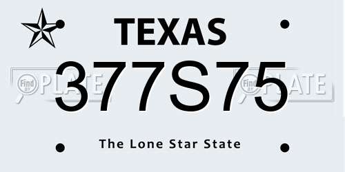 377S75 Texas License Plate