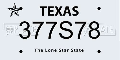 377S78 Texas License Plate