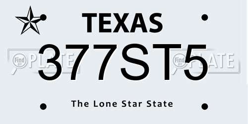 377ST5 Texas License Plate