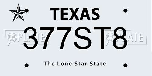 377ST8 Texas License Plate