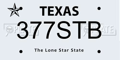 377STB Texas License Plate