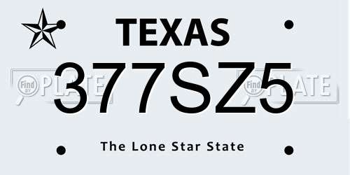 377SZ5 Texas License Plate