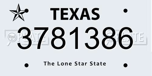 3781386 Texas License Plate