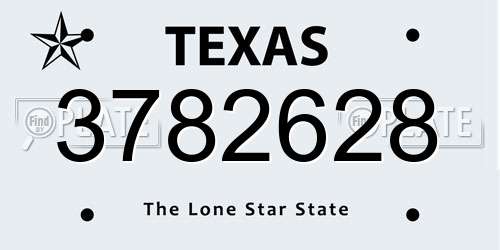 3782628 Texas License Plate