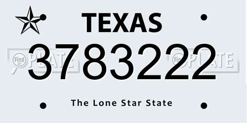 3783222 Texas License Plate