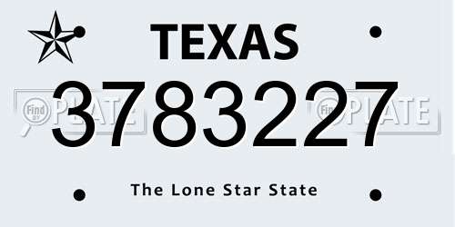 3783227 Texas License Plate