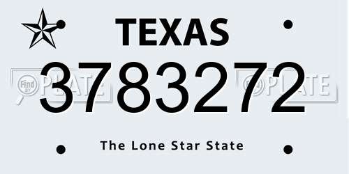 3783272 Texas License Plate