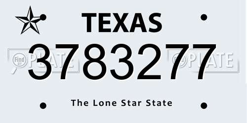 3783277 Texas License Plate